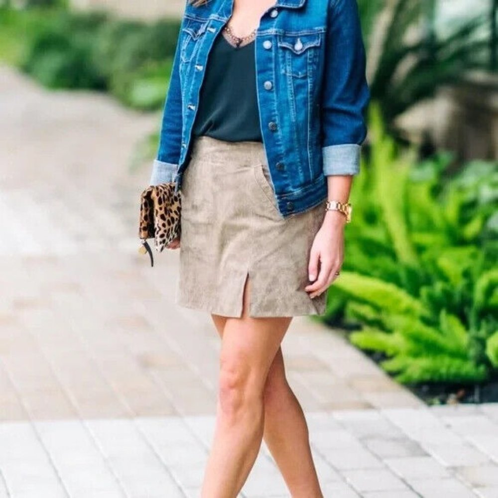 BlankNYC Skirt Faux Suede Modern Mini A Line - Picture 3 of 11